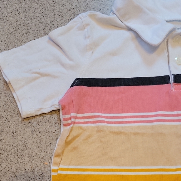 Carter's Colorful Striped Polo Shirt - White, Pink, Yellow Size 5T - Picture 4 of 7
